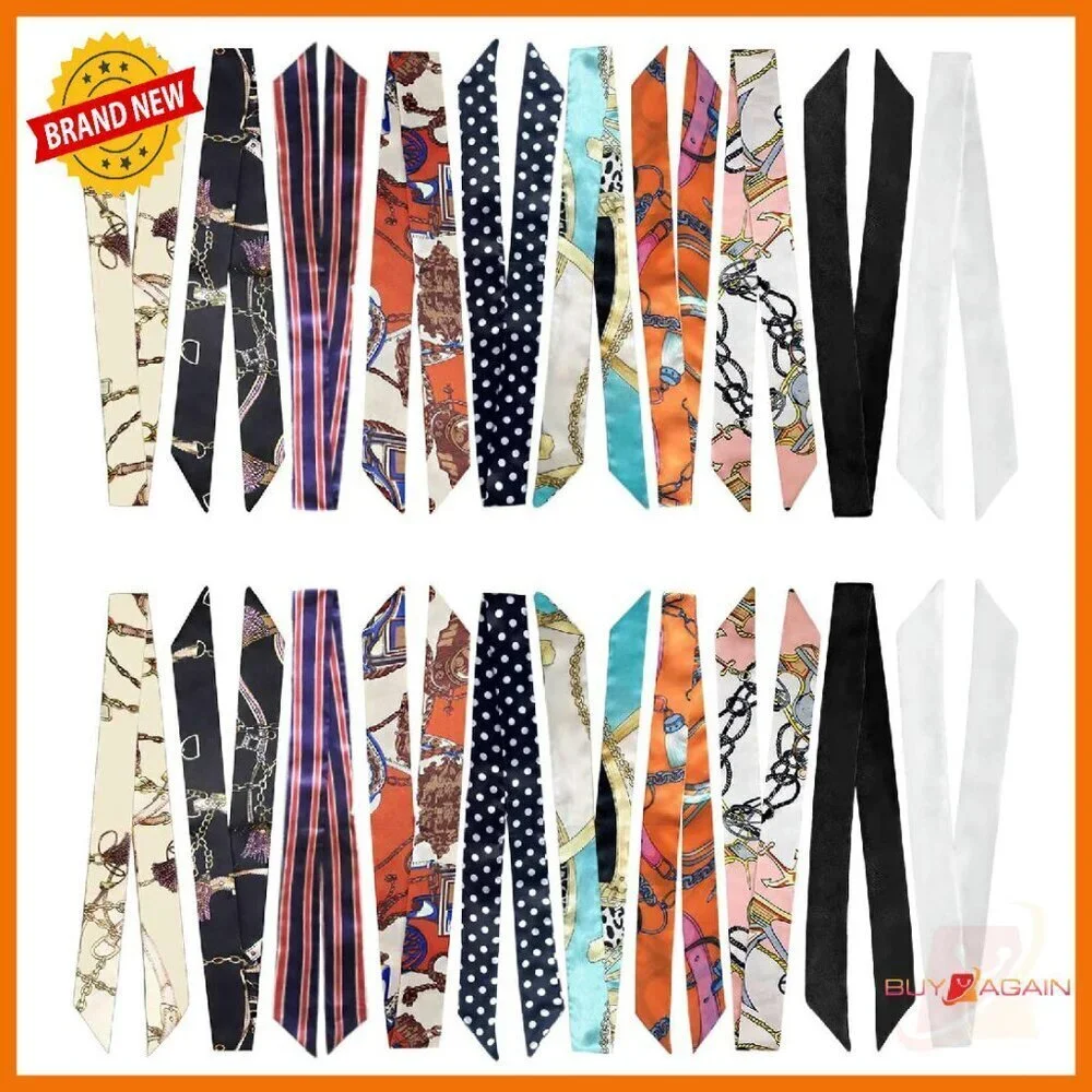20 Pack Imitation Silk Scarf Set for Handbag Hair Neck Accessories